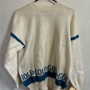 Unisex vintage  Cream Cosmic Knitting Golf Sweater L NWT